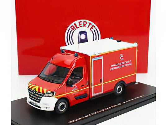 RENAULT - MASTER VAN WAS SDIS 59 VEHICULE DE SECOURS ET D'ASSISTANCE AUX VICTIMES AMBULANCE SAPEURS POMPIER 2019 - RED WHITE/ ALERTE 1/43 トラック 模型