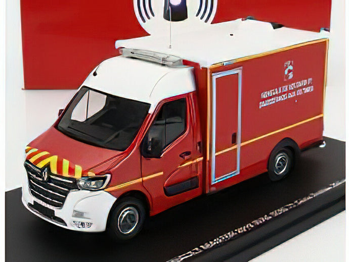 RENAULT - MASTER VAN WAS SDIS 77 VEHICULE DE SECOURS ET D'ASSISTANCE AUX VICTIMES AMBULANCE SAPEURS POMPIER 2019 - RED WHITE YELLOW/ ALERTE 1/43 トラック 模型