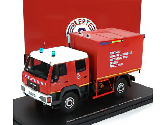 MAN - LE 14.220 TRUCK DOUBLE CABINE BEMAEX GRIMP SDIS 77 SAPEURS POMPIERS GROUPE RECONNAISSANCE INTERVENTION MILIEU PERILLEUX 2004 - RED WHITE YELLOW/ ALERTE 1/43 トラック 模型