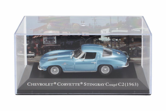 CHEVROLETシボレー コルベット スティングレイ C2 クーペ 1963 ライトブルーメタリック DEAGOSTINI-AMERICAN-CARS-COLLECTION / EDICOLA 1/43 ミニカー