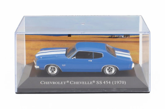 CHEVROLETシボレー シェベル SS 454 クーペ 1970 ブルーホワイト DEAGOSTINI-AMERICAN-CARS-COLLECTION / EDICOLA 1/43 ミニカー
