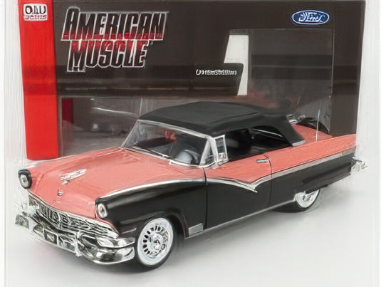 FORD USA フェアレーン サンライナー カブリオレ オープン 1956 ブラック ピンク/ AutoWorld 1/18 ミニカー