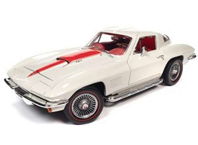 1967 Chevrolet Corvette 427 Coupe ホワイト レッドスティンガーストライプ/AutoWorld 1/18ミニカー
