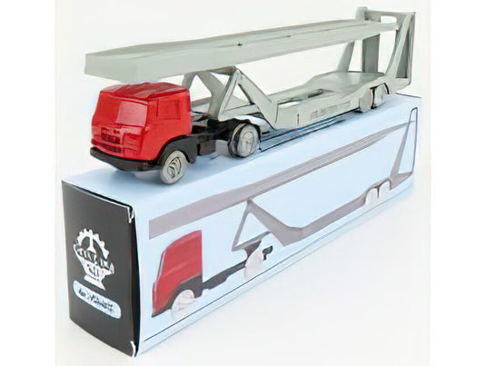 FIAT - 682 T2 TRUCK BISARCA CAR TRANSPORTER 1955 - RED SILVER/OFFICINA-942 1/76ミニカー