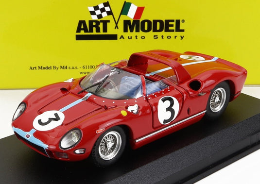 FERRARI 330P 4 0L V12 スパイダー 3号車 1964年 ツーリストトロフィー 優勝 GRAHAM HILL レッド/ライトブルー/ ART-MODEL 1/43 ミニカー