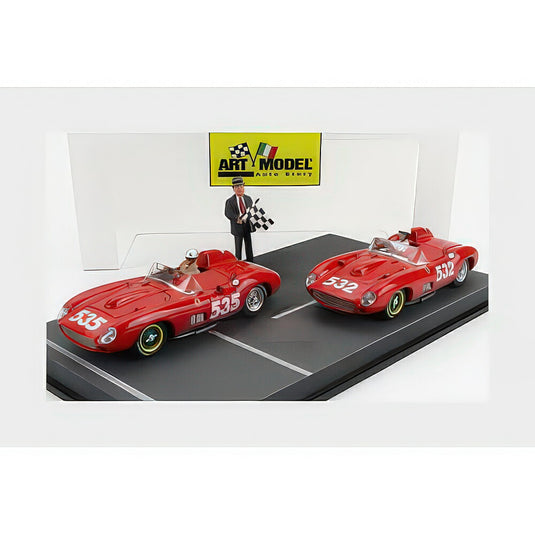 フェラーリ 315S スパイダー 2台セット #535 #532 ミッレミリア 1957 P.Taruffi W.Von Trips レッド / ART-MODEL 1/43 ミニ
