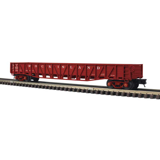 ロック・アイランド鉄道 52'6" 70トン 戦時急造ゴンドラ車 2線式 完成品 ボックスカーレッド / Atlas Oゲージ 鉄道模型 外国鉄道