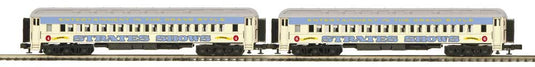 Madison型 ヘビーウェイト客車 2両セット 3線式 完成品 ストレイツ・ショーズ Blue Train #4 Dunkirk, #6 Clearfield (イエロー、ブルー) / Atlas Oゲージ 鉄道模型 外国鉄道