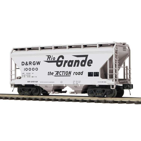 デンバー＆リオグランデ・ウェスタン鉄道 2ベイ センターフロー ホッパー車 3線式 グレー/ブラック フライング・グランデ / Atlas Oゲージ 鉄道模型 外国鉄道