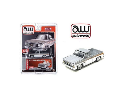 1960 シボレー シルバラード シルバー/ホワイト 1960 Chevrolet Silverado / AutoWorld 1/64 ミニカー