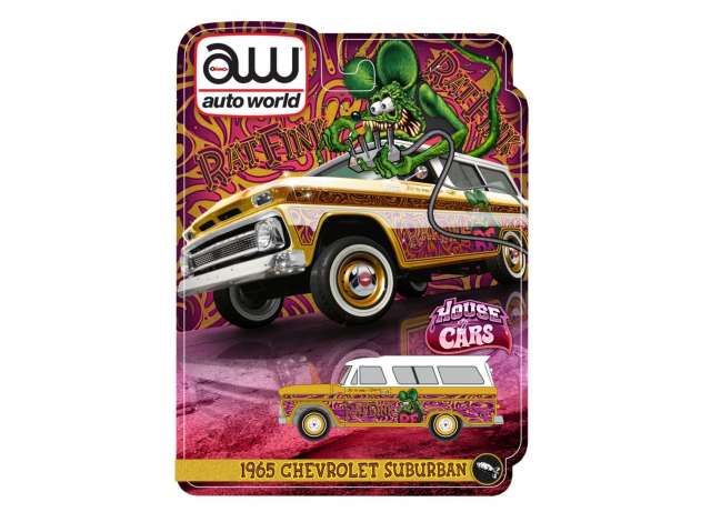 1965 Chevrolet Suburban ラットフィンク SEMA ベージュブラウン/AutoWorld 1/64ミニカー