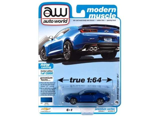 2018 シボレー カマロ ZL1 ハイパーブルー 2018 Chevrolet Camaro ZL1 / AutoWorld 1/64 ミニカー
