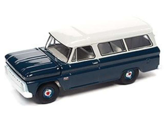 1966 シボレー サバーバン ダークブルー ホワイトルーフ 1966 Suburban / AutoWorld 1/64 ミニカー