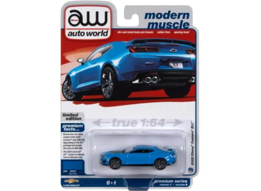 2022 シボレー カマロ ZL1 ラピッドブルー 2022 Chevrolet Camaro ZL1 / AutoWorld 1/64 ミニカー