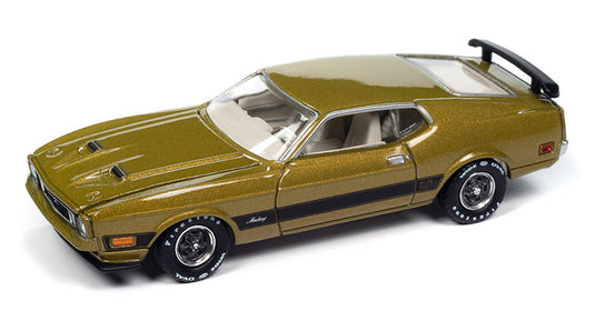 Ford Mustangフォード マスタング Mach 1 ブライトグリーン 1973 マッハ1 模型 ダイキャスト / AutoWorld 1/64 ミニカー 模型