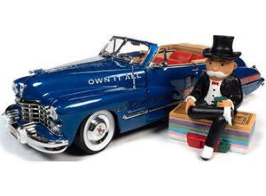モノポリー 1947 Cadillac コンバーチブル レジンフィギュア付き ブルー レッド/AutoWorld 1/18ミニカー