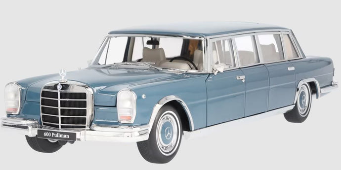 【予約】2025年発売予定MERCEDES BENZ - S-CLASS 600 LWB PULLMAN (W100) 1963-1981 - LIGHT BLUE/NZG 1/18ミニカー ベンツディーラーモデル　ドア開閉