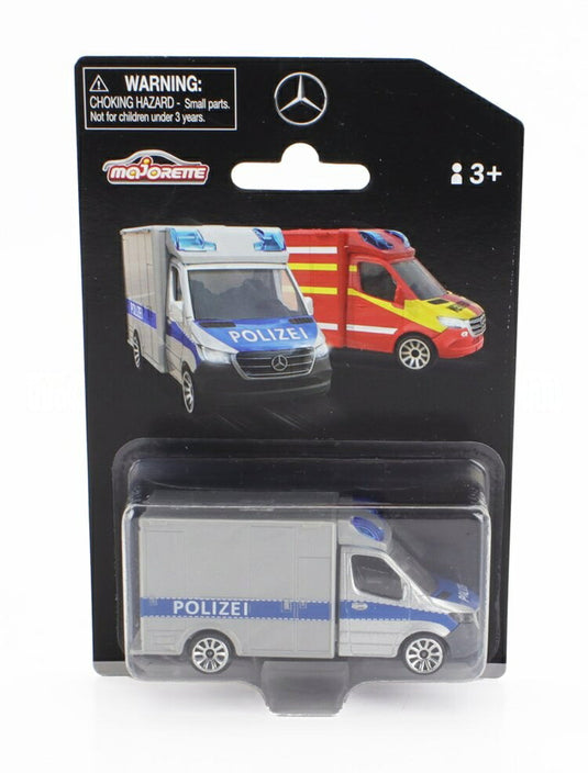 MercedesBenzメルセデスベンツ スプリンター バン 警察 2018 シルバーブルー POLICE - POLIZIA / MAJORETTE 1/64 ミニカー