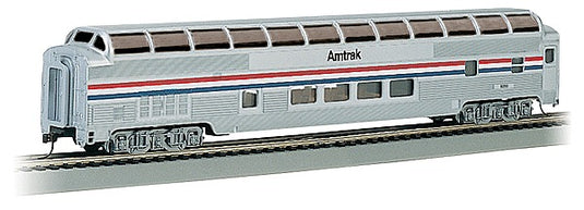 アムトラック バド 85フィート フルレングス ドーム客車 ライト付 完成品 シルバーシリーズ フェーズ3 (赤・青等幅ストライプ) / Bachmann HOゲージ 鉄道模型 外国鉄道