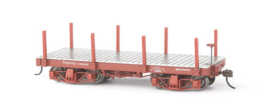 18フィート 木製フラットカー データのみ (オキサイドレッド) 2両セット / Bachmann On30ゲージ 鉄道模型 外国鉄道