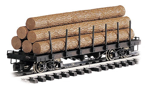 運材用フラットカー 丸太積載 塗装済・レタリングなし / Bachmann Gゲージ 鉄道模型 外国鉄道