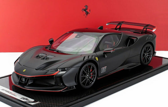 FERRARI SF90 XX ストラダーレ N 16 シャルル ルクレール 2024 ショーケース付 マットブラック レッド/ BBR 1/12 50台限定ミニカー