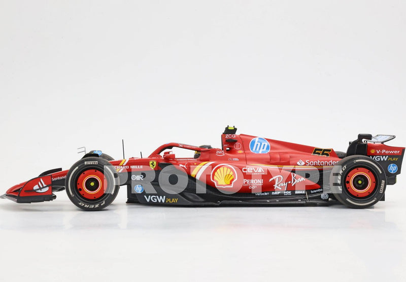 ギャラリービューアに画像をロードする, 【予約】2026年発売予定FERRARI F1 SF-24 スクーデリアフェラーリ No.55 2024 イタリアGP C.サインツ ショーケース付 レッド ブラック/ BBR 1/18 34台限定ミニカー
