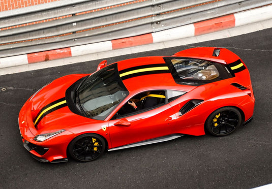 【予約】Ferrariフェラーリ 488 Pista Rosso Corsa Carbon wheels yellow stripe / BBR 1/43 ミニカー