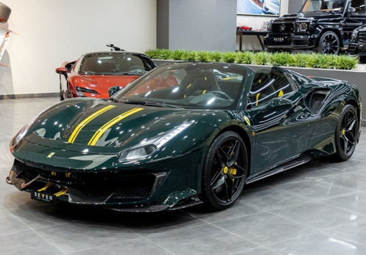 【予約】Ferrariフェラーリ 488 Pista Spider Verde British with two yellow stripe / BBR 1/43 ミニカー