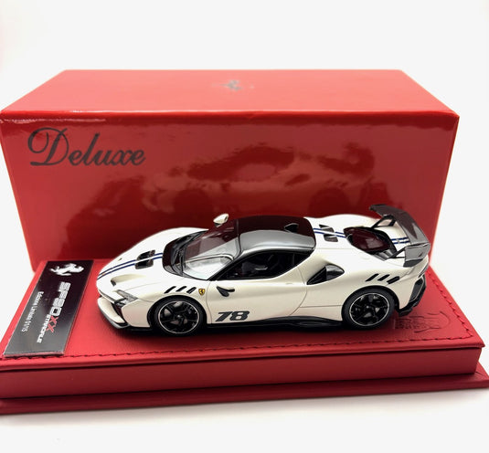 【予約】海外ショップ限定 Ferrari SF90XX Stradale ビアンコイタリア マット レッドレザーベース デラックス 限定15個 /BBR 1/43 ミニカー