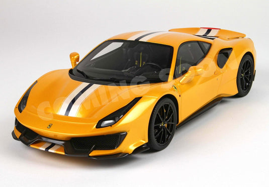 【予約】Ferrariフェラーリ 488 Pista metal diecast full open Giallo Tristrato stripe / BBR 1/18 ミニカー