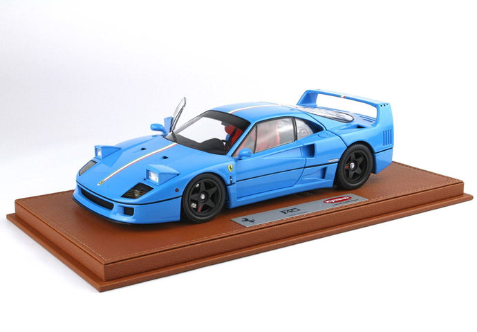 【予約】Ferrari F40 ライトブルー イタリアンフラッグストライプ ブラックリム BBR-Kyosho/ BBR 1/18 54台限定ミニカー