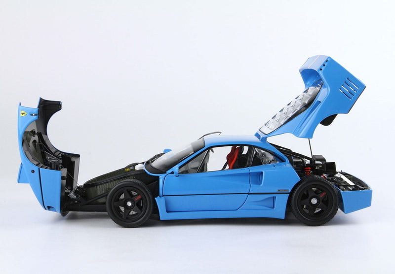 ギャラリービューアに画像をロードする, 【予約】Ferrari F40 ライトブルー イタリアンフラッグストライプ ブラックリム BBR-Kyosho/ BBR 1/18 54台限定ミニカー

