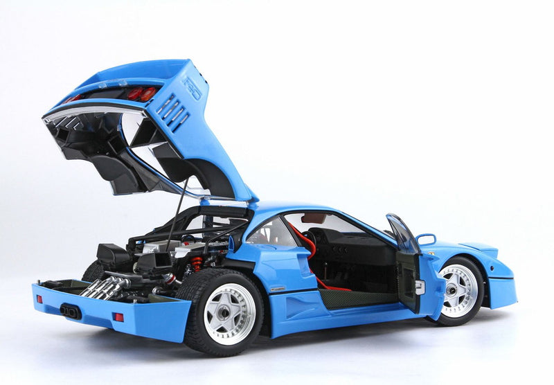 ギャラリービューアに画像をロードする, 【予約】Ferrari F40 ライトブルー イタリアンフラッグストライプ シルバーリム BBR-Kyosho/ BBR 1/18 78台限定ミニカー
