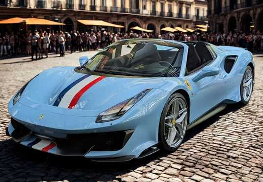 【予約】Ferrariフェラーリ 488 Pista Spider Azzurro la Plata with white french stripe / BBR 1/18 ミニカー