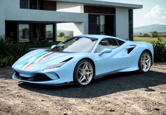 【予約】Ferrariフェラーリ F8 Tributo azzurro la plata with italian stripe / BBR 1/18 ミニカー