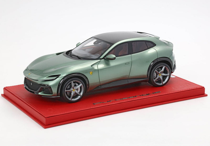 ギャラリービューアに画像をロードする, 【予約】Ferrari Purosangue ピエロラルディフェラーリ ドラグリーン カーボンルーフ ジェニュインレザーベース/ BBR 1/18 20台限定ミニカー
