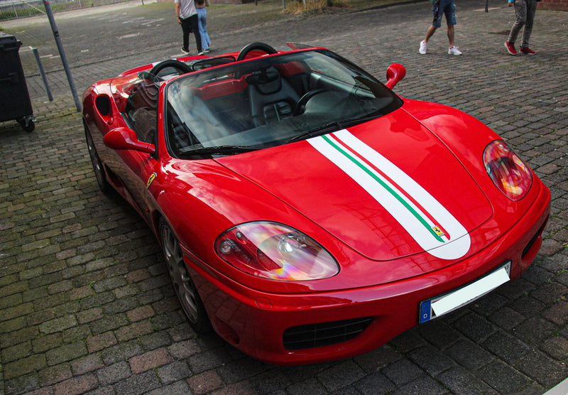 ギャラリービューアに画像をロードする, 【予約】Ferrari 360 Modena Spider オートマチックギア ロッソコルサ イタリアンストライプ チャレンジバックグリッド/ BBR 1/18 36台限定ミニカー
