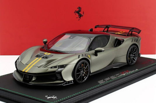 FERRARI SF90 XX ストラダーレ 2024 ショーケース付 ヴェルデ マソニ オパコ マットグリーン イエロー/ BBR 1/18 20台限定ミニカー