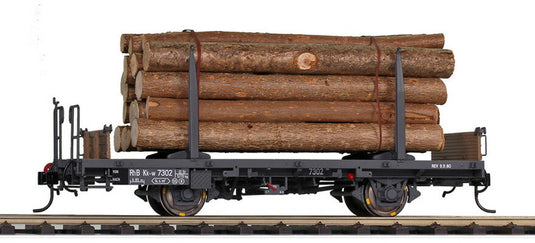 0mゲージ 鉄道模型 車両 Bemo RhB Kk-w 7301 Stake wagon wood load DC