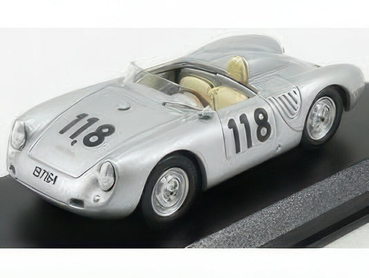 PORSCHE 550RS スパイダー N 118 2位 タルガフローリオ 1959 シルバー/ Best-Model 1/43 ミニカー