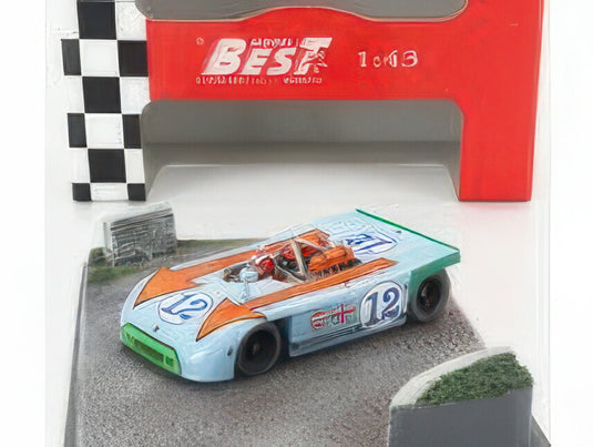 PORSCHE ジオラマ 908/03 スパイダー チーム John Wyer Automotive Engineering Gulf N 12 タルガフローリオ 1970 優勝車 ジョー・シフェール/ブライアン・レッドマン ライトブルーオレンジ 99台限定/ Best-Model 1/43 ミニカー