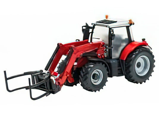 MASSEY FERGUSON - 6616 TRACTOR WITH FRONT LOADER - SCRAPER 2016 - RED SILVER/ BRITAINS 1/32 トラクタ 模型