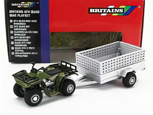 YAMAHA - QUAD 4X4 WITH TRAILER 2009 - GREEN SILVER/ BRITAINS 1/32  模型