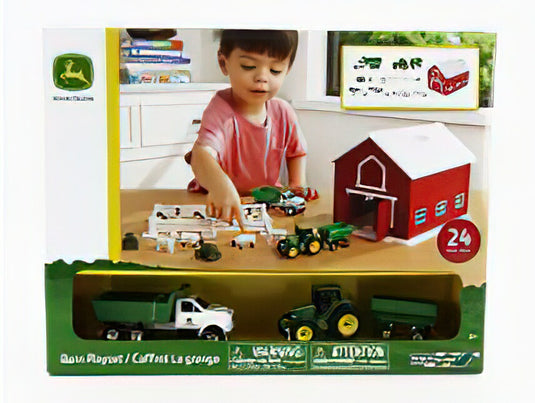 ACCESSORIES - SET FARM TOYS WITH TRACOR + TRAILER AND TRUCK - GREEN WHITE/ BRITAINS 1/64  模型