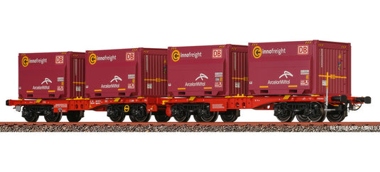 HOゲージ 鉄道模型 Brawa DB AG Sggmmrrs ArcelorMittal ボギー平貨車 Era VI DC