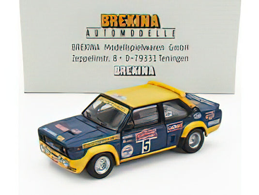 FIAT 131 ABARTH N 5 RALLY SANREMO 1977 WALTER ROHRL WILLI PETER PITZ BLUE YELLOW/BREKINA 1/87ミニカー
