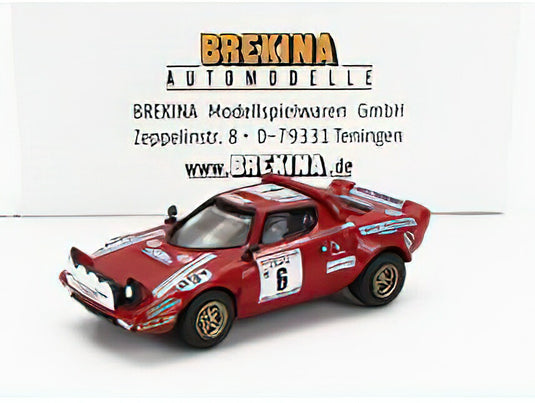 LANCIA STRATOS HF (night version) N 6 WINNER RALLY TOUR DE CORSE 1975 BERNARD DARNICHE ALAIN MAHE RED/BREKINA 1/87ミニカー