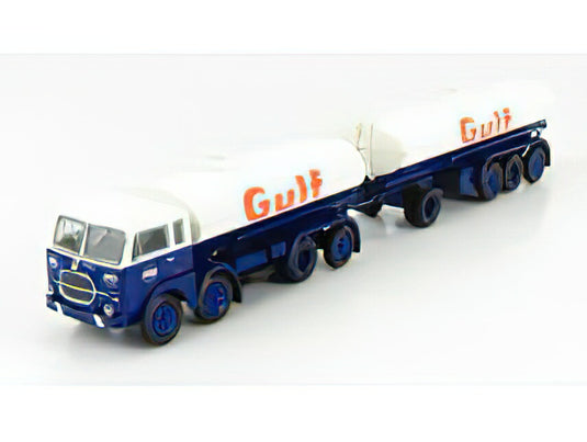 FIAT 690 MILLEPIEDI TANKER TRUCK GULF 1960 BLUE WHITE/BREKINA 1/87ミニカー