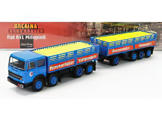 FIAT 691 TRUCK MILLEPIEDI ROMMENHOLLER KOHLENSAURE 1970 BLUE BLACK YELLOW/BREKINA 1/87ミニカー